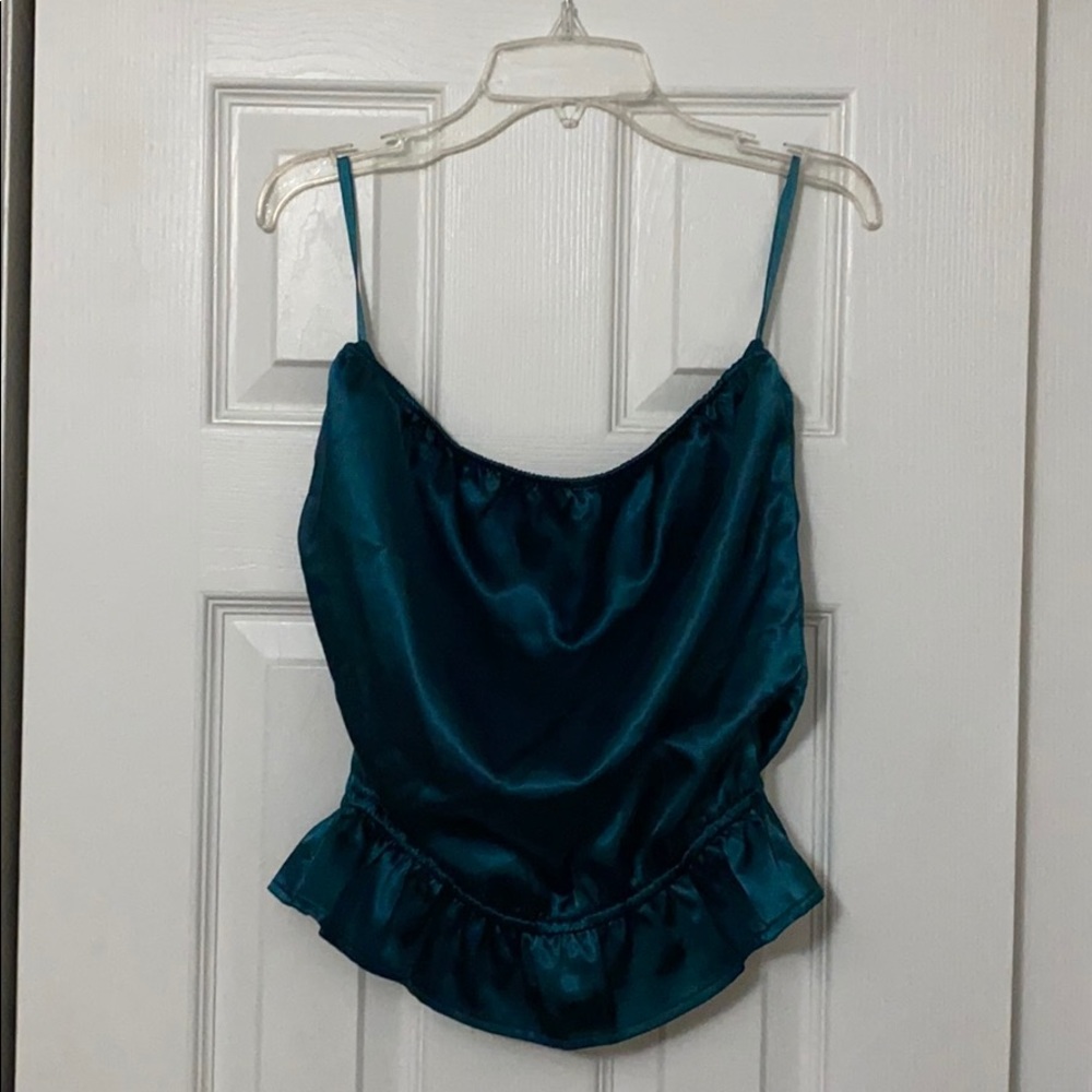 Beautiful dark teal strapless top.